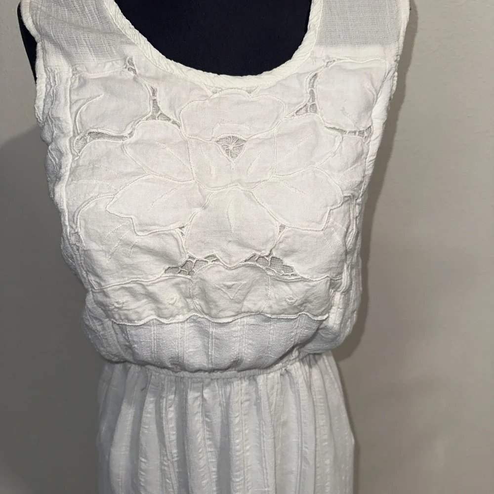 Espencer Alexis Vintage  White Sleeveless Floral Design‎ Dress Sz 10   95%rayon